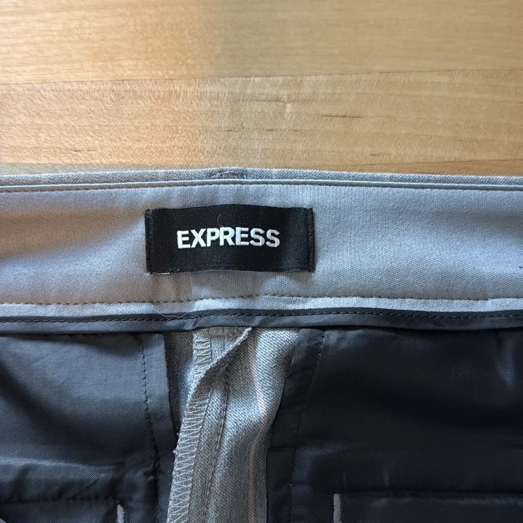 Express Mid-Rise Columnist Ankle Gray Plaid Woven Career Dress Pant Trouser, 4 - Image 7