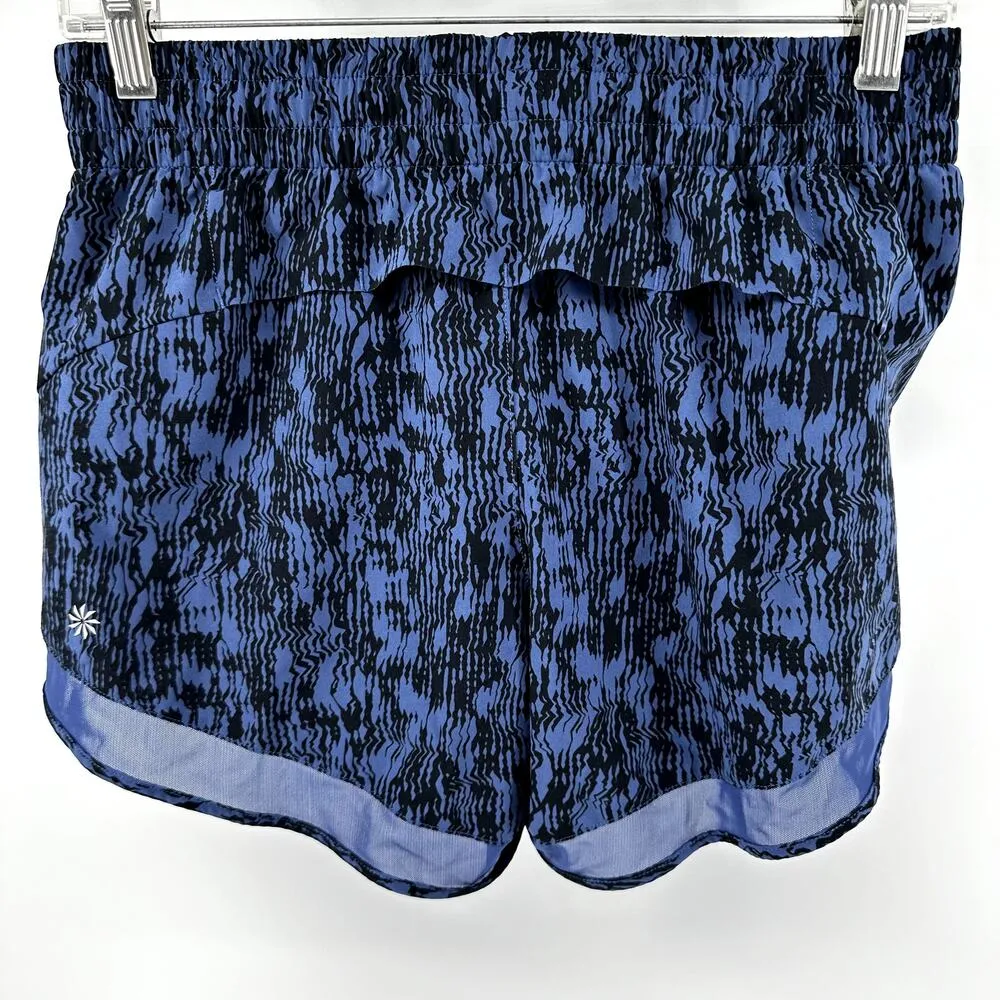 Athleta Mesh Racer Run 4" Shorts Featherweight Traverse Geo Indigo Blue XS - Image 6