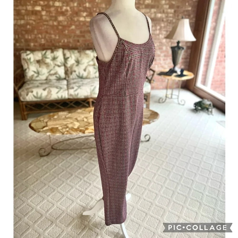 Wild Fable Jumpsuit Cropped Purple Plaid Tweed Knit Sleeveless L (jrs) Preppy - Image 9