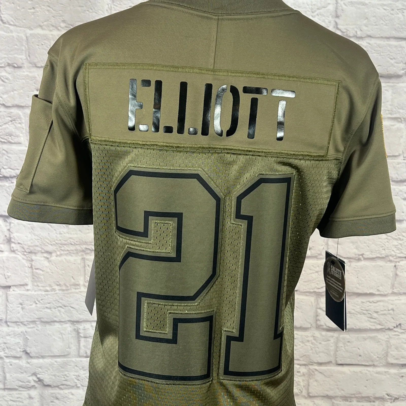 Nike Rare Olive "Salute to Service" Cowboys #21 Elliott Jersey Women's S NWT Green - Image 4