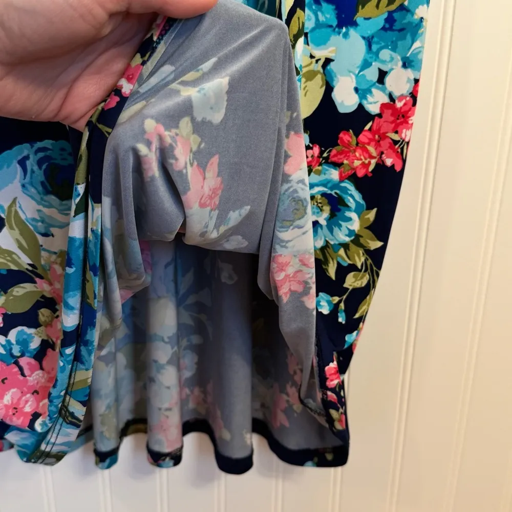 Wanna B Sleeveless High Neck Navy Blue Floral Maxi Dress Women’s Size Medium - Image 8