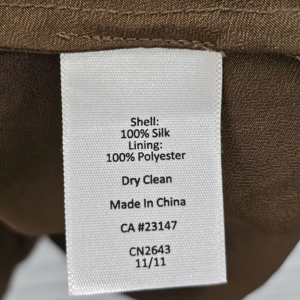 Talbots Silk Chiffon Cami V-Neck Top Womens Size 1X Petite Sleeveless Brown - Image 5