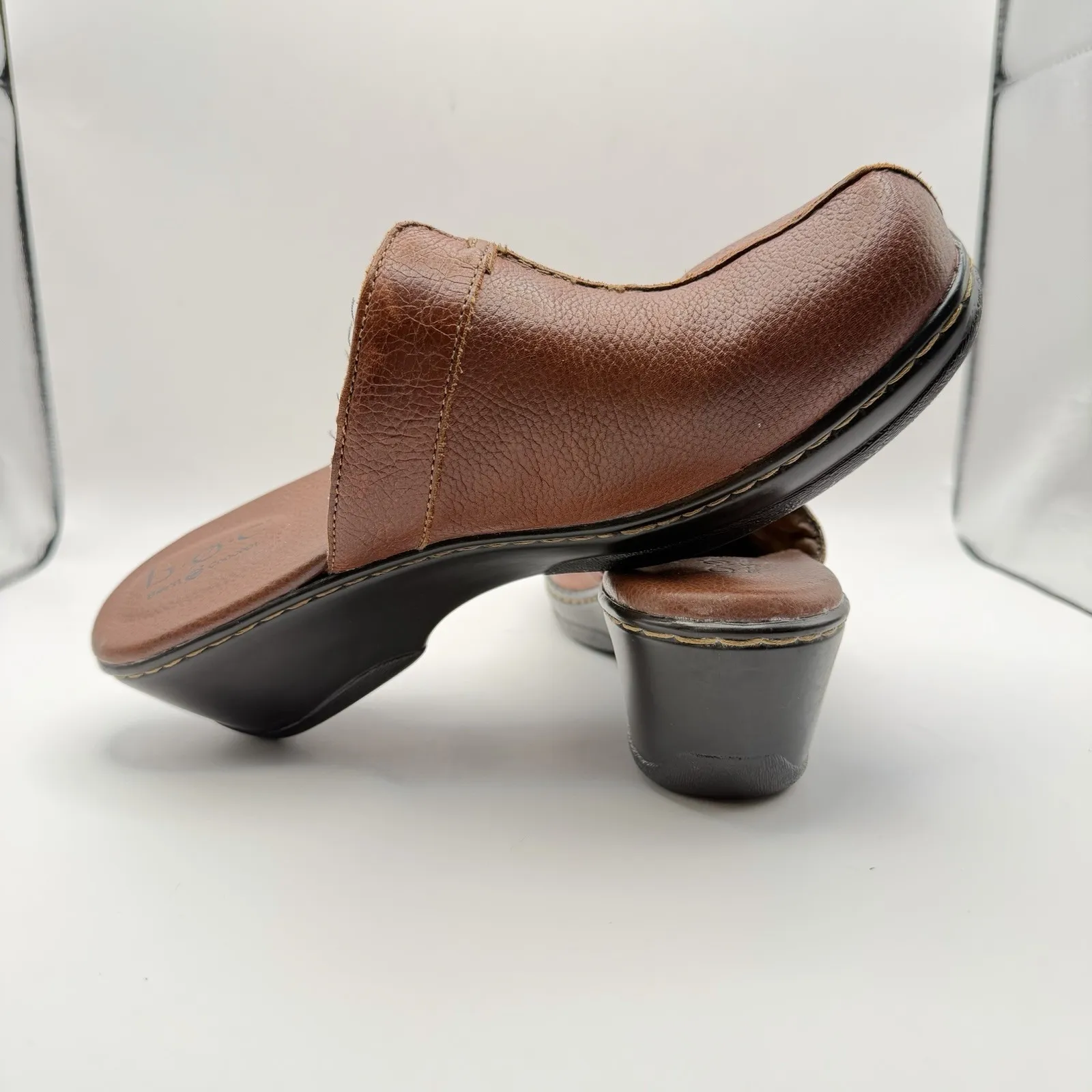 BOC Born Concept Brown Leather Mule Clogs Sz 9 Slip - Image 5