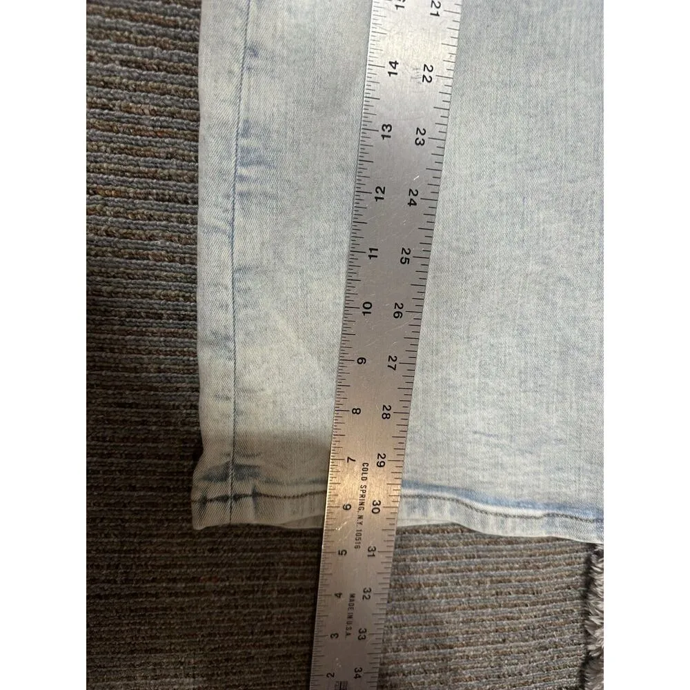 Canyon River Blues Jean Midi Skirt Size 12 Light Wash Front Slit Stretch Denim - Image 6