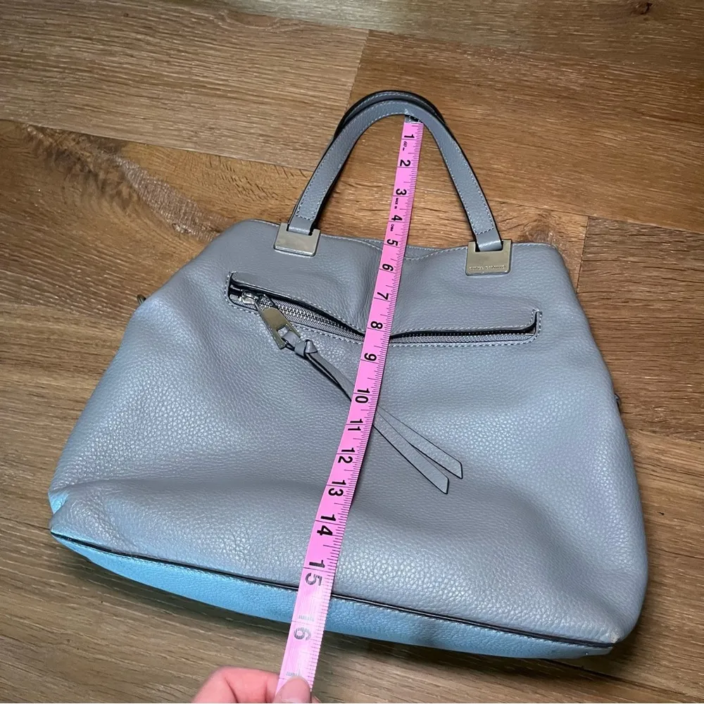 Vince Camuto Rosie Satchel Purse Pebble Leather gray Handbag - Image 7