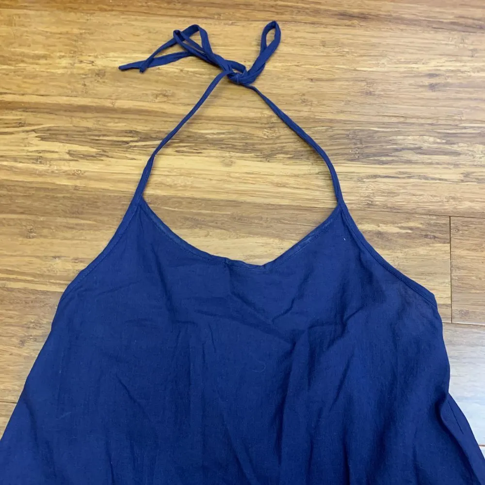 Beach Bebe Charleston Women 8 Top Navy Halter Nautical Sailboat Embroidered Tank - Image 2