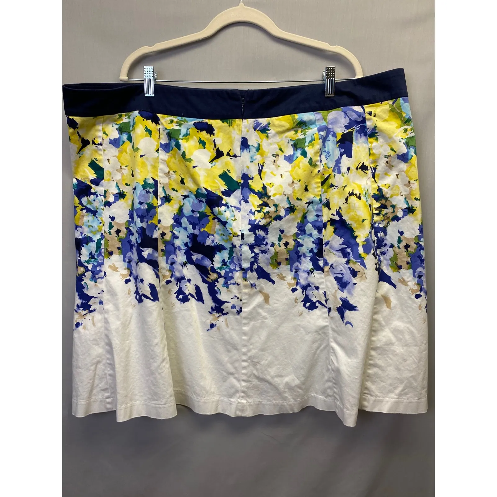 Lane Bryant Floral Skirt Size 26 Blue Yellow White Cotton Blend - Image 6