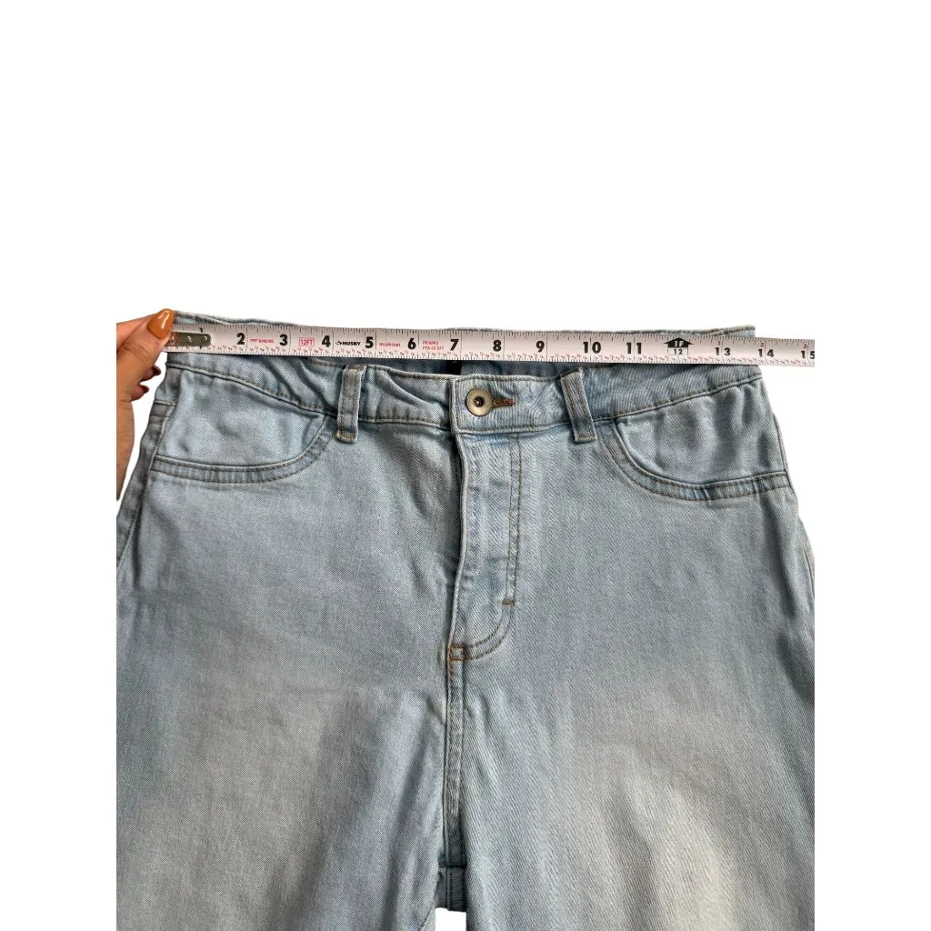 CALZEDONIA Distressed Lace Patch Light Wash Jeans Size Medium - Image 5