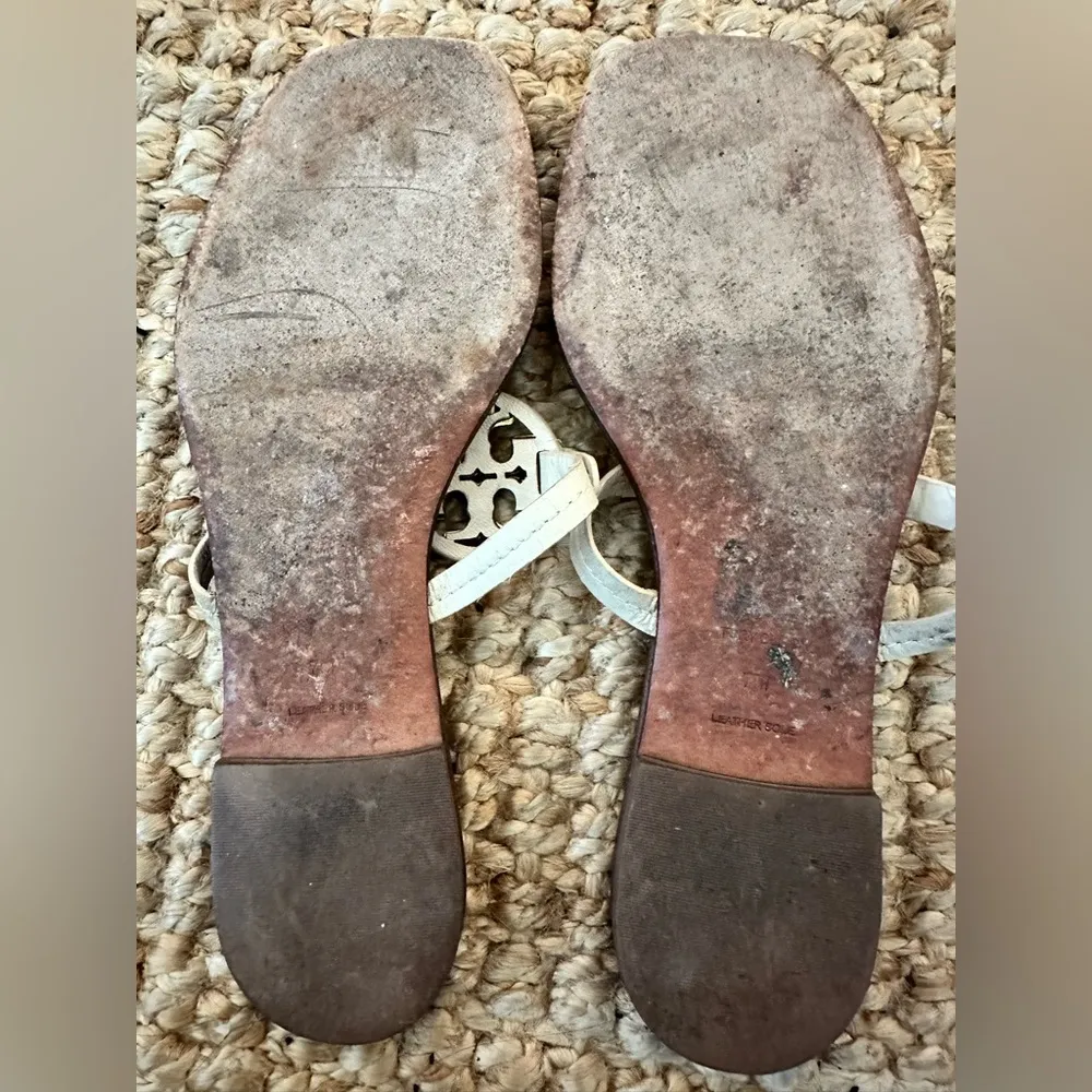 Tory Burch Women's Mini Miller Sandals Flats Size 7 Beige - Image 6