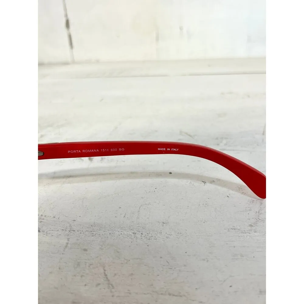 NWT Porta Romana Travel Collection Silver/Red Frame Blue Lens Aviator Sunglasses Silver - Image 6