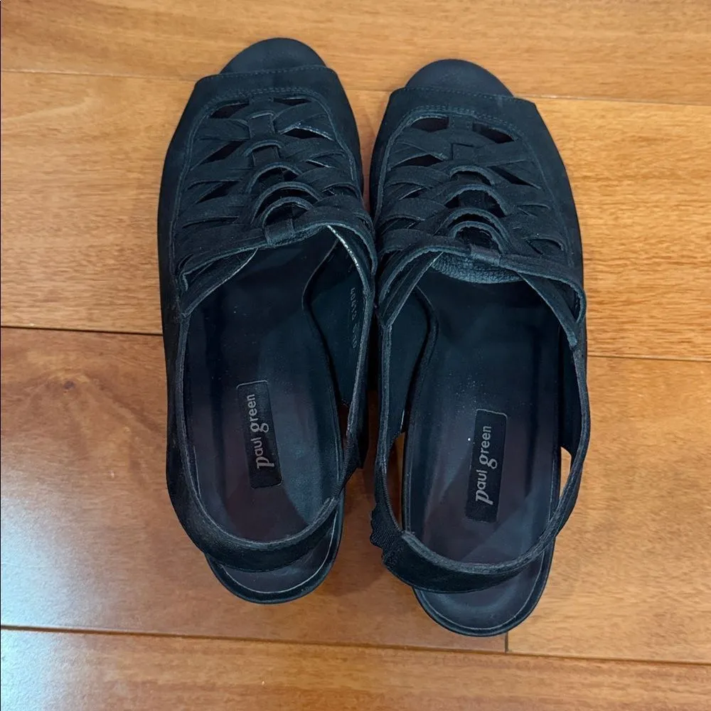 Paul Green Women’s Trisha Slingback Peep Toe Sandals Heels Black Suede Size 10 - Image 7