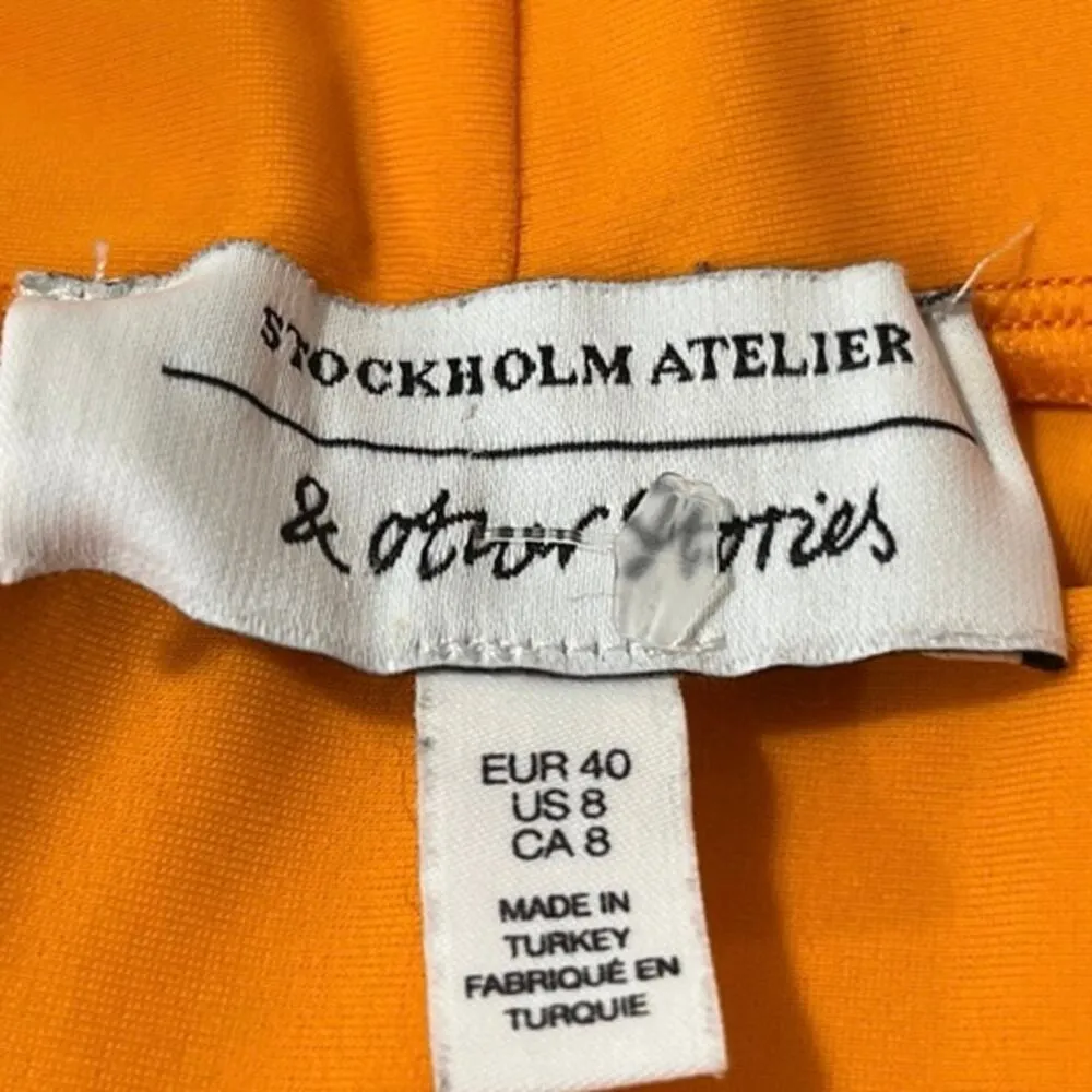 & Other Stories Orange High Waist Yoga Workout Athletic Biker Shorts Size 8 - Image 4