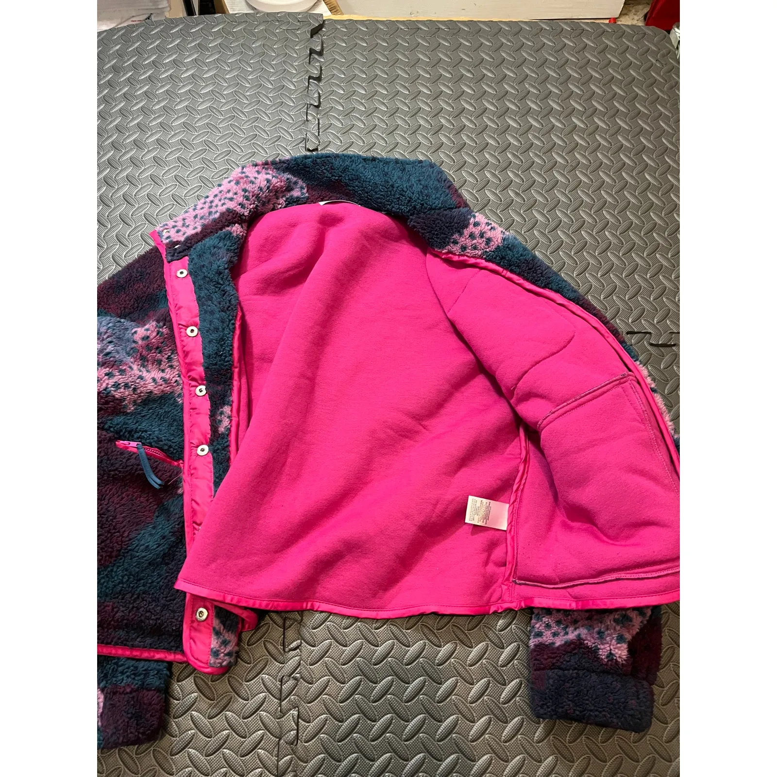 Peloton Sherpa Pink Zip Teddy Fleece‎ Womens Multicolor Jacket Fuzzy Size XL - Image 9