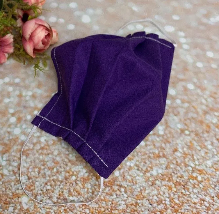 Solid Purple Premium Cotton Reusable Fave Mask - Image 2
