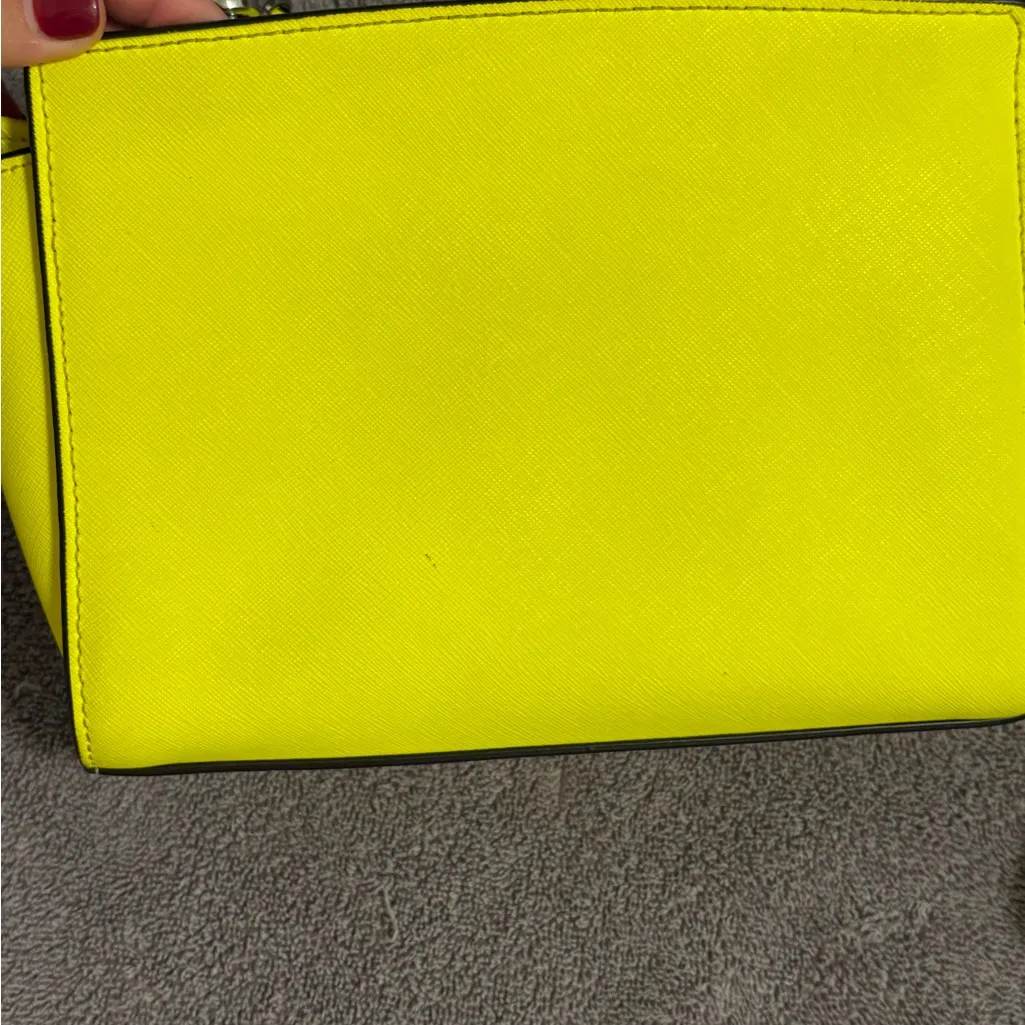 Michael Kors Neon Yellow Selma Saffiano Leather Mini Messenger Bag Crossbody - Image 3