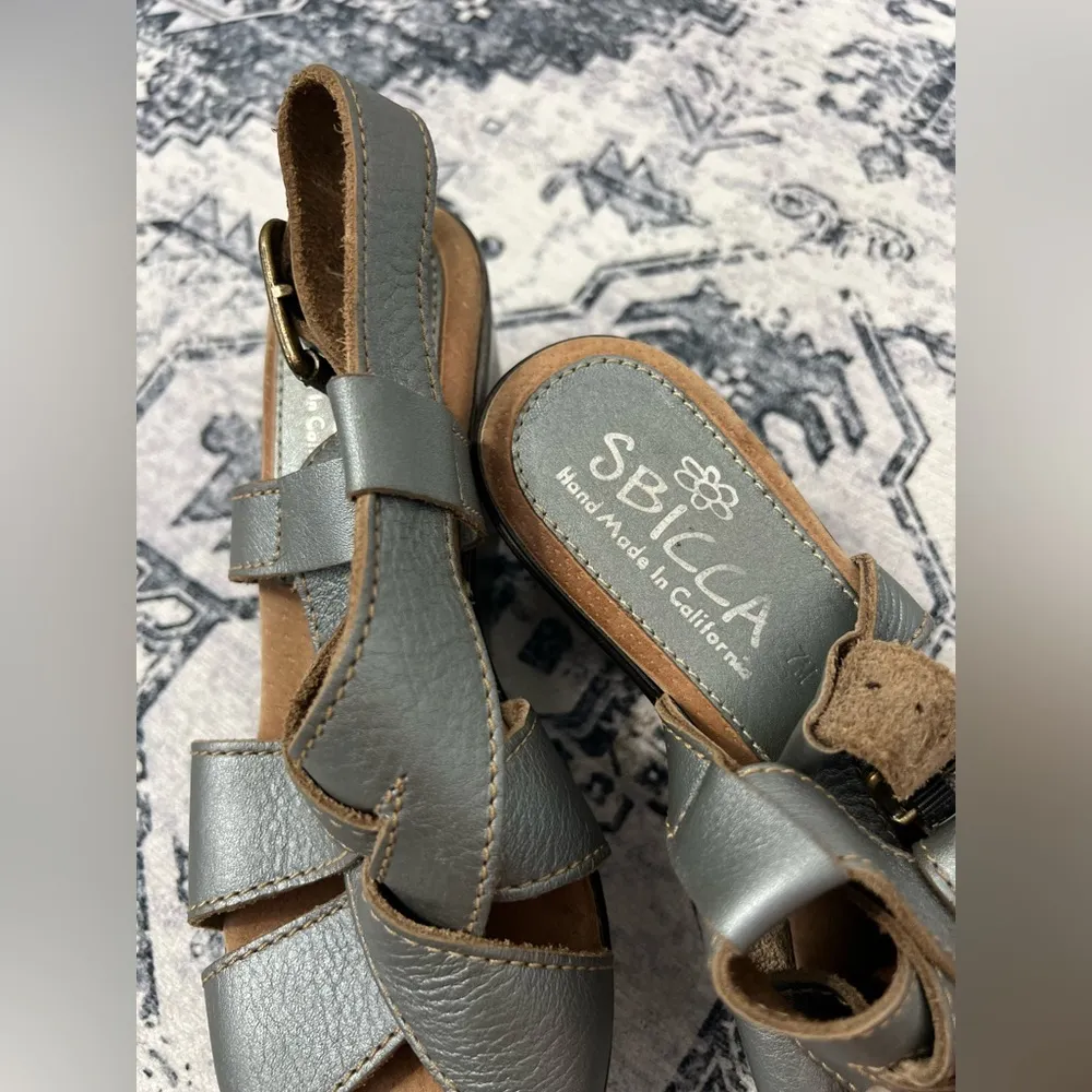 Sbicca Grey Platform Leather Sandals - Size 38 - Image 4