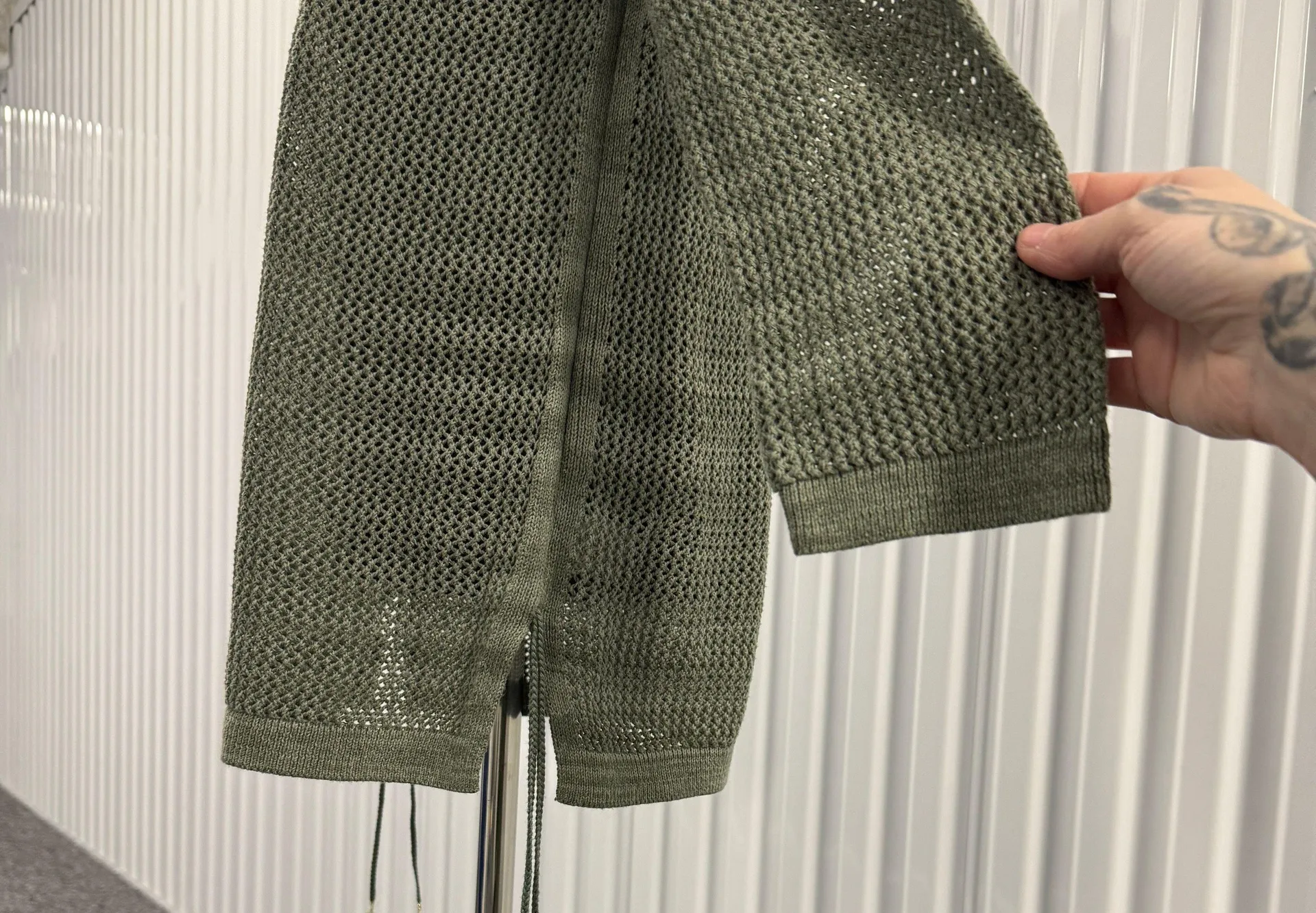 Talbots Women’s Green Open Knit Cotton Long Sleeve Blouse Size Large Petite - Image 2