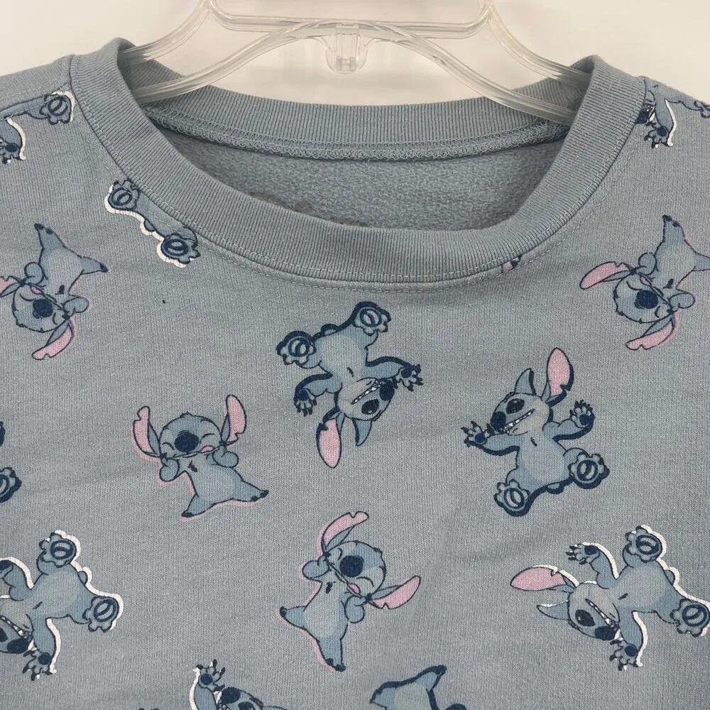 Disney Y2K Stitch Womens Sweatshirt Sz M All over Print Kawaii Cozy Crew Cartoon - Image 2