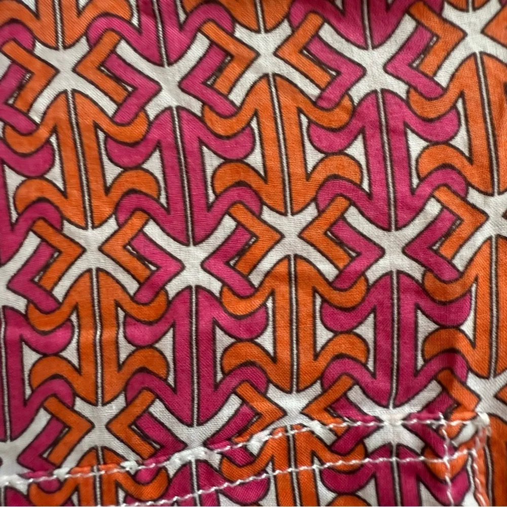 Tory Burch button down pink and orange Blouse logo buttons Size 6 - Image 8