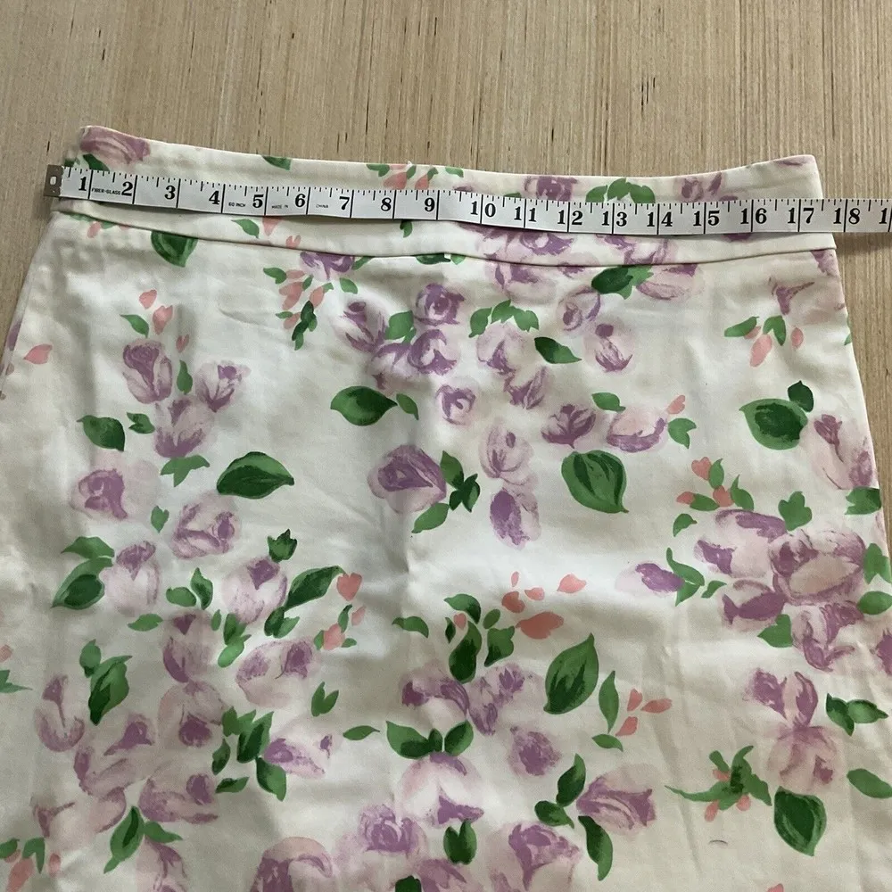 Finity women Beautiful Floral Pink Green Ivory mini skirt size L/XL 35” Waist Size L - Image 2