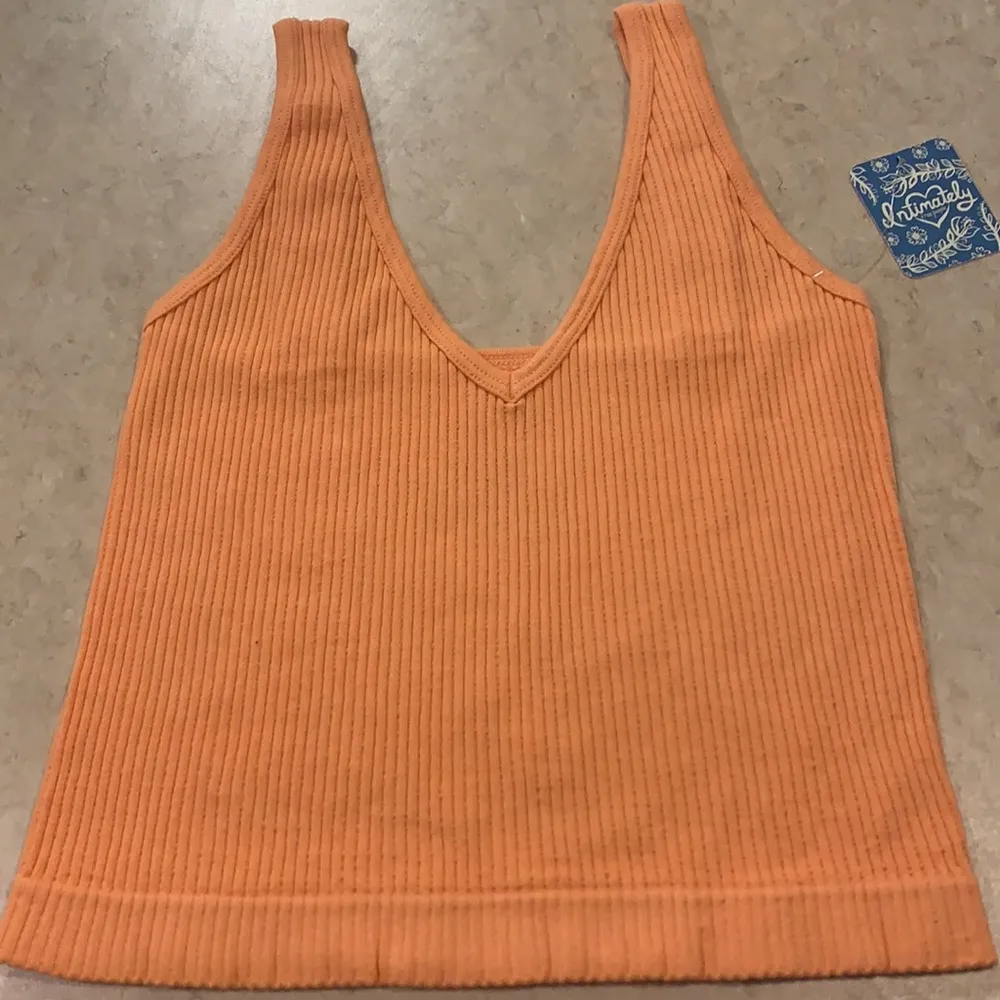 Free People Intimately Solid Rib Cami Crop Top, Melon, XS/SM - Image 5