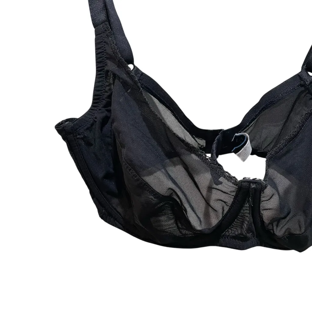 La Perla Underwire Mesh Bra Black Womens Size 36DD Sheer Supportive - Image 2