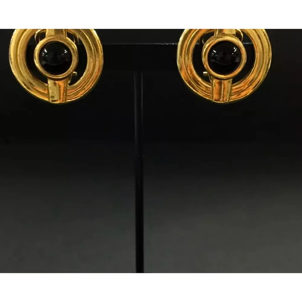 Givenchy gold and stone clip earrings - Image 8