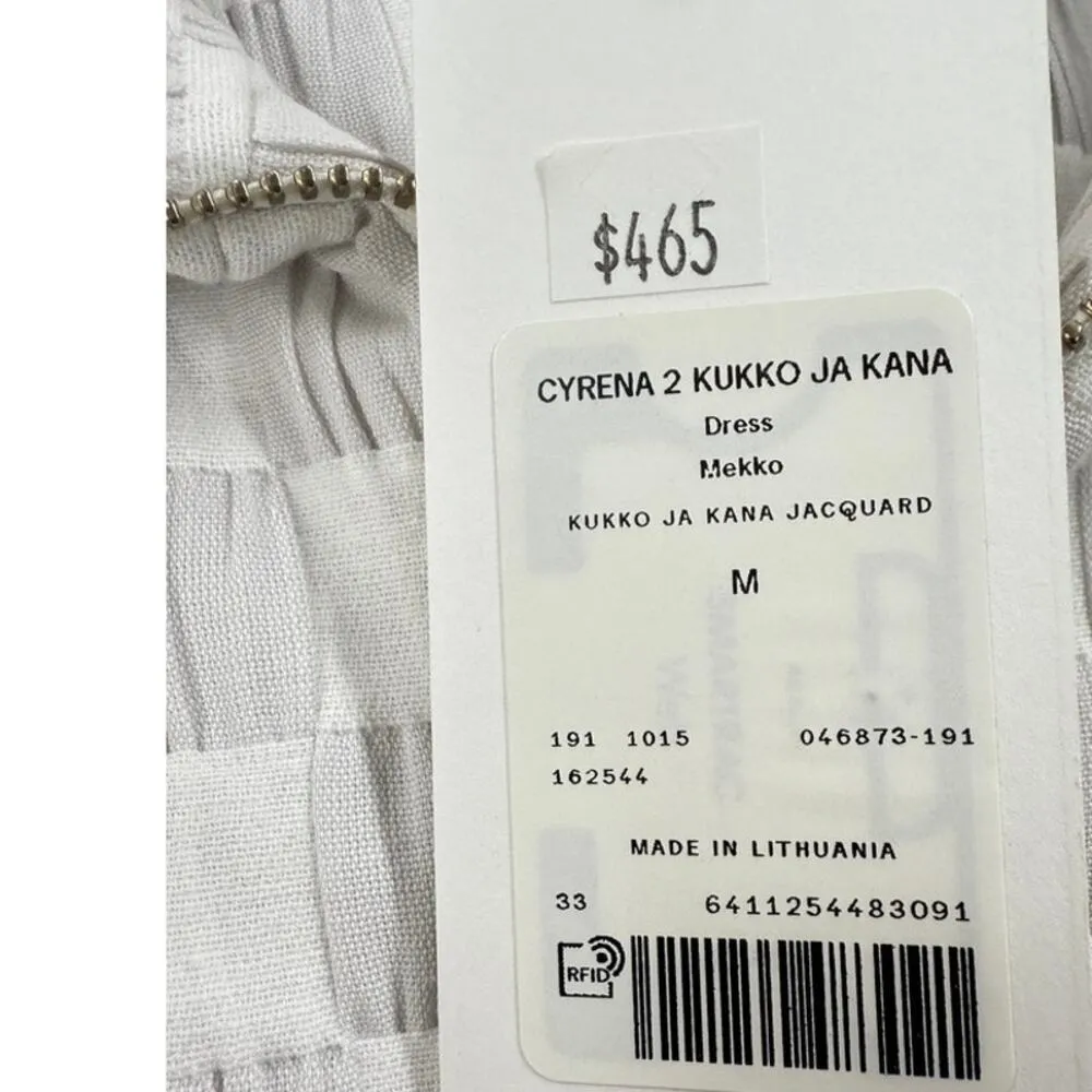 NOS Marimekko Cyrena 2 Kukko Ja Kana Dress White Sz M Dress Wht/Gry Check Size M - Image 9