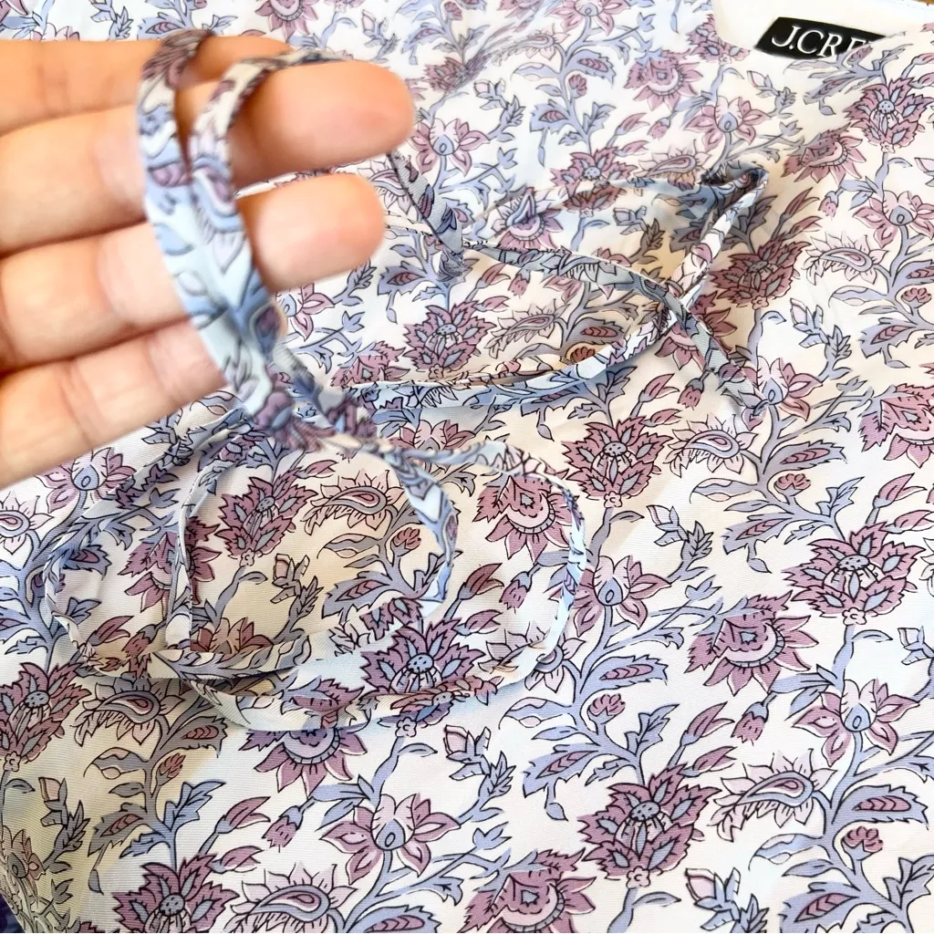 J. Crew Tiered tie waist dress dusty periwinkle block print Purple Size Medium - Image 16