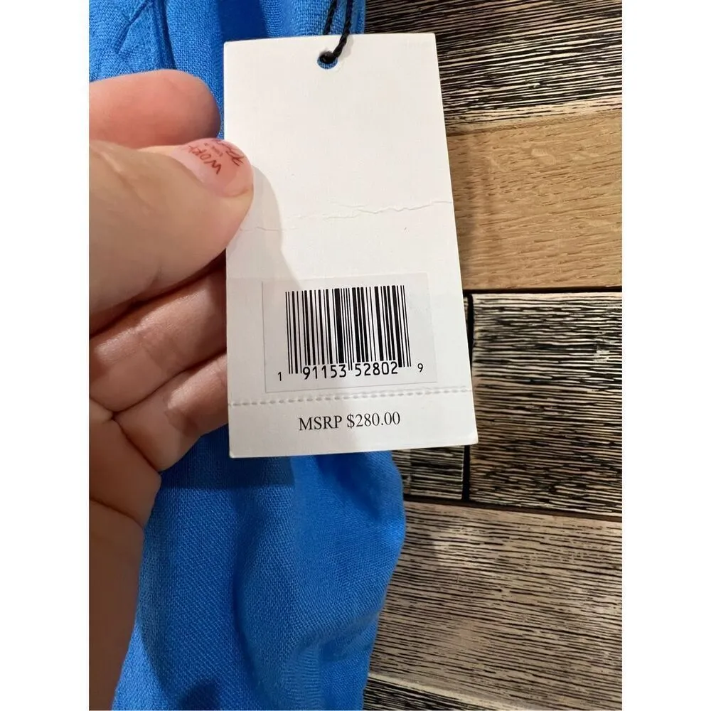 Jason Wu NWT Linen Blend Wide Leg Pants Braided Trim Nautical Coastal Sz 12 - Image 5