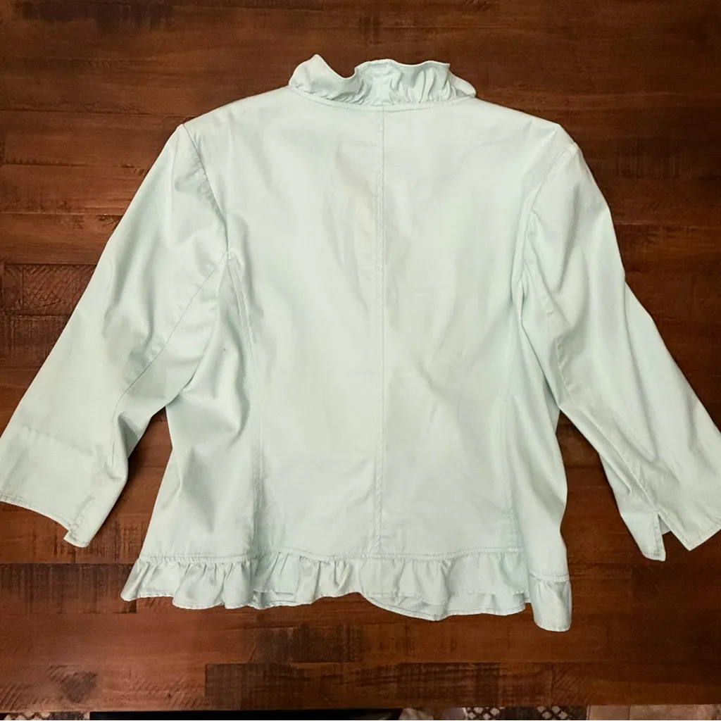 Talbots  Ruffle Stretch Grace Fit Jacket Blazer 14‎ Mint green pockets - Image 5