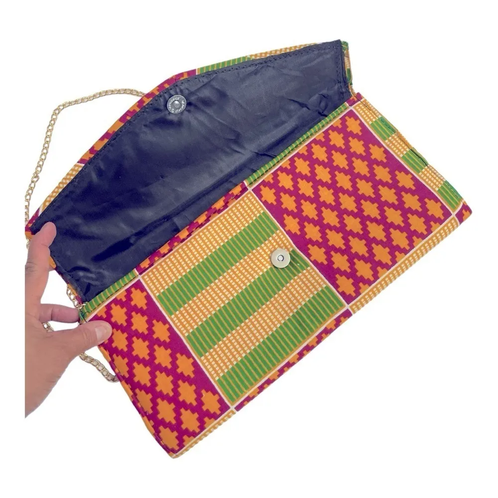 KENTE AFRICAN
ANKARA PRINT
CLUTCH/EVENING BAG Yellow - Image 3