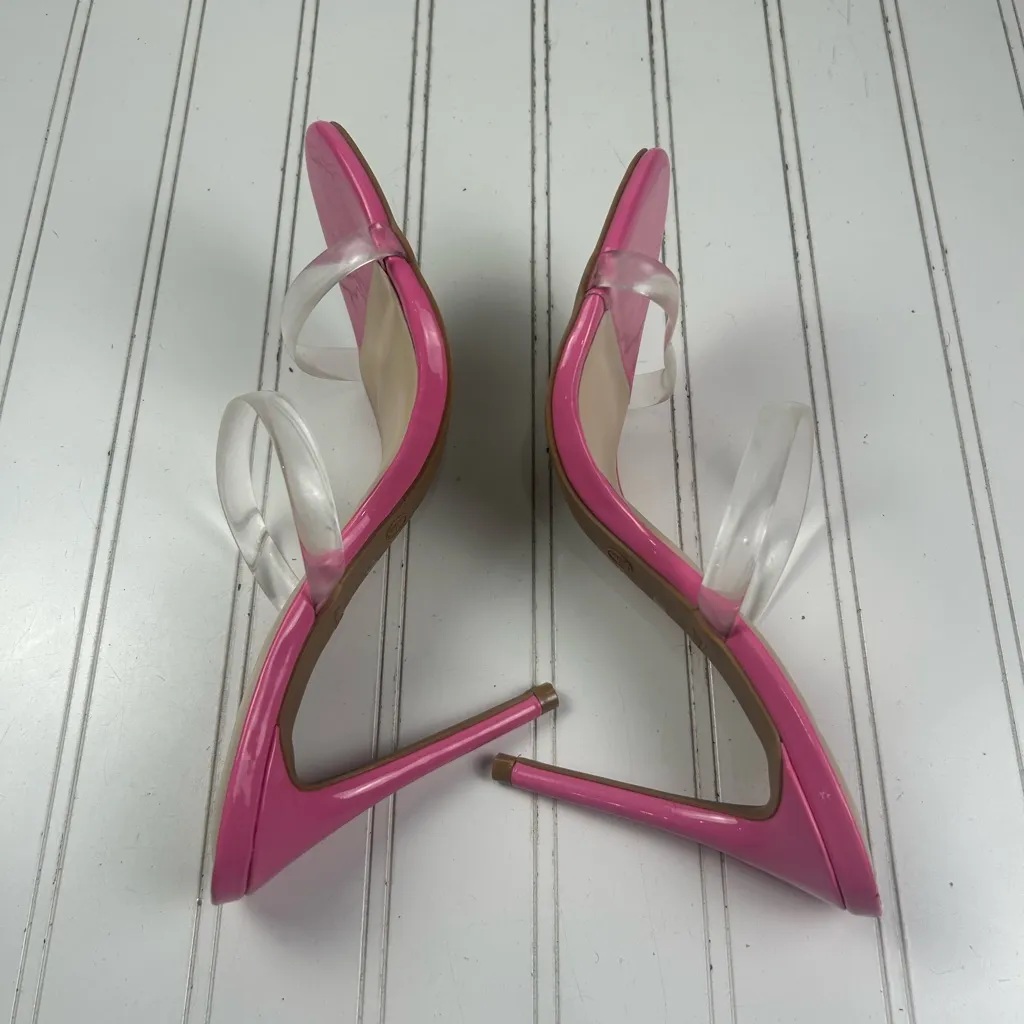 Anne Michelle Pink Square-Toe High-Heeled Sandal Wedge Heels Women’s Size 8 - Image 5