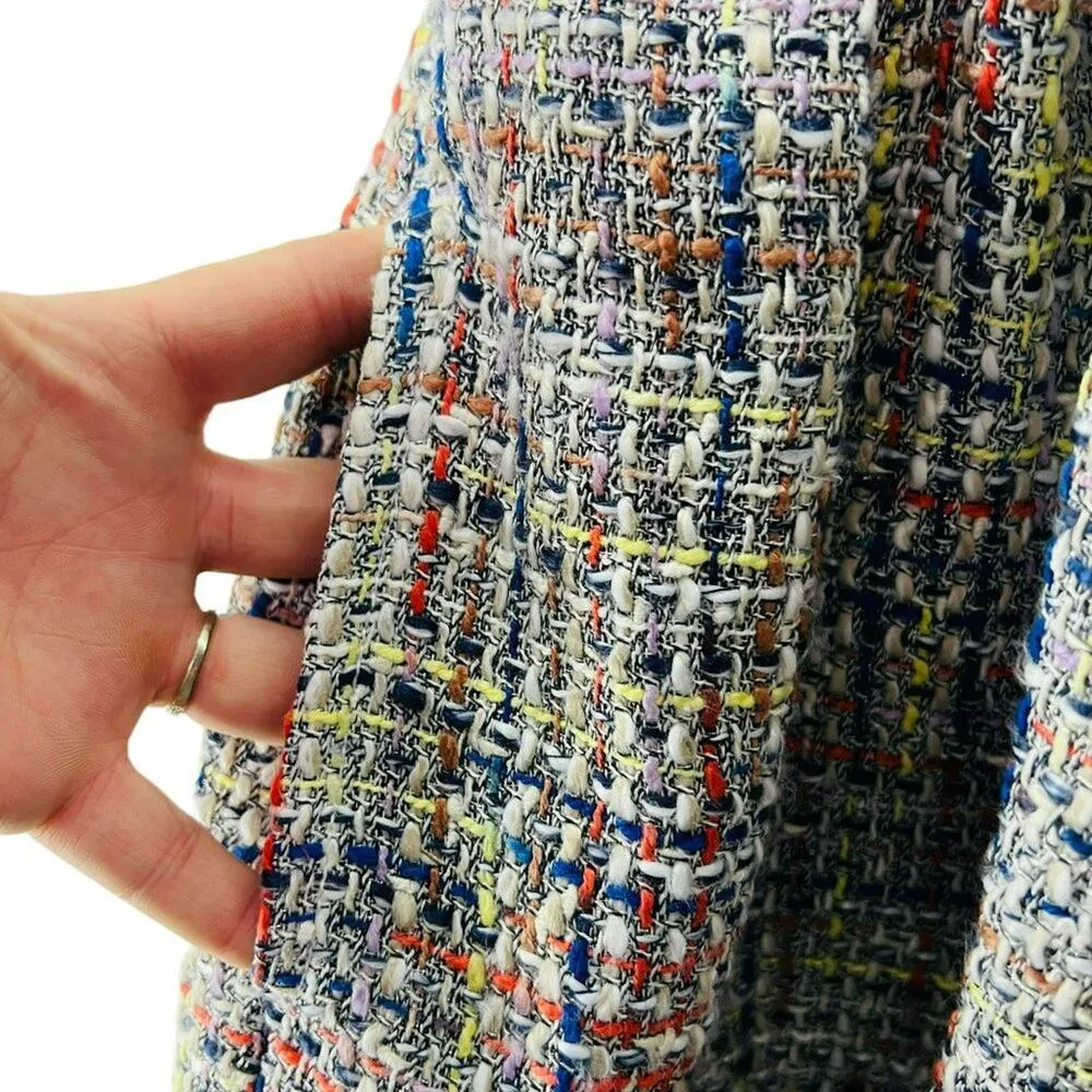 Q Mack Multicolor Tweed Dress Sleeveless V Neck Womens 6 - Image 3