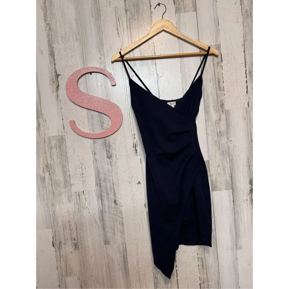 Love J Navy Blue Asymmetrical Bodycon Mini Dress | Size Small - Image 9