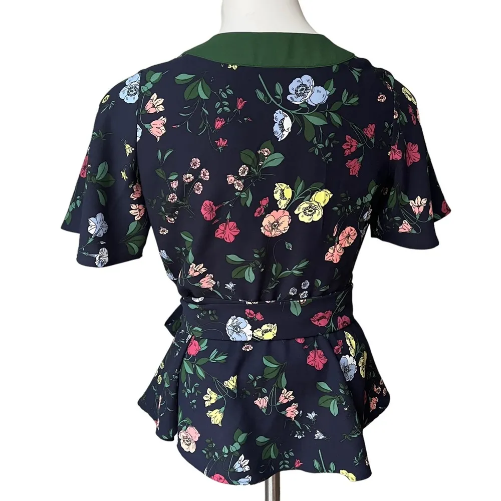 Ann Taylor Floral Flutter Sleeve Kimono Wrap Top - Image 4