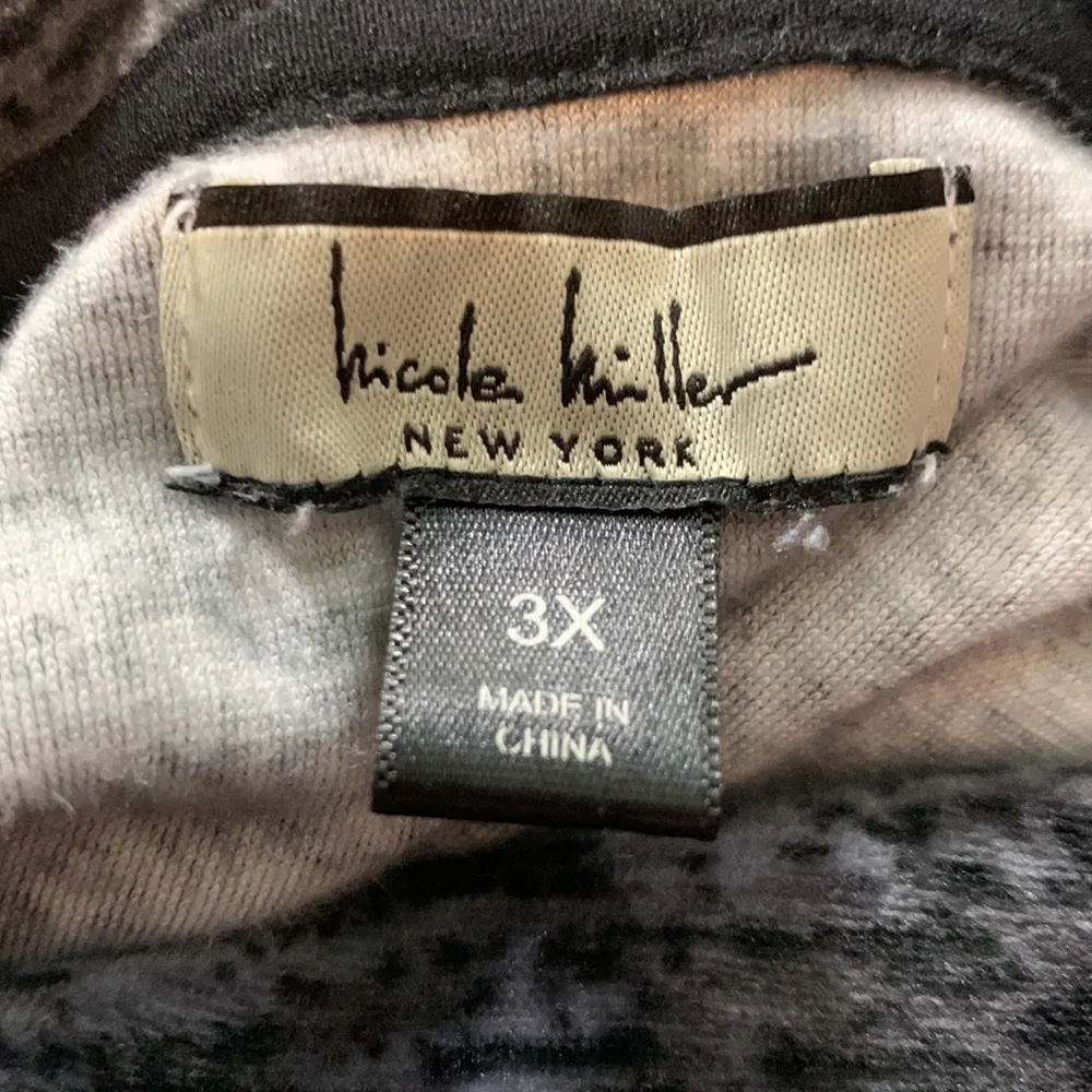 Nicole Miller Cowl Neck Fleece Pajama Top Gray and Black Size 3X - Image 5