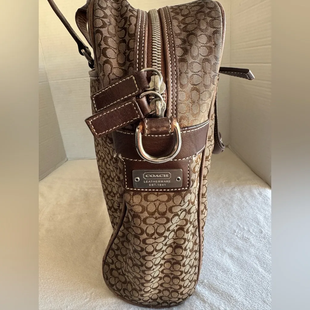 Coach Vintage #F70058 Hudson C Signature Commuter Briefcase Brown Tan Bag Unisex - Image 5