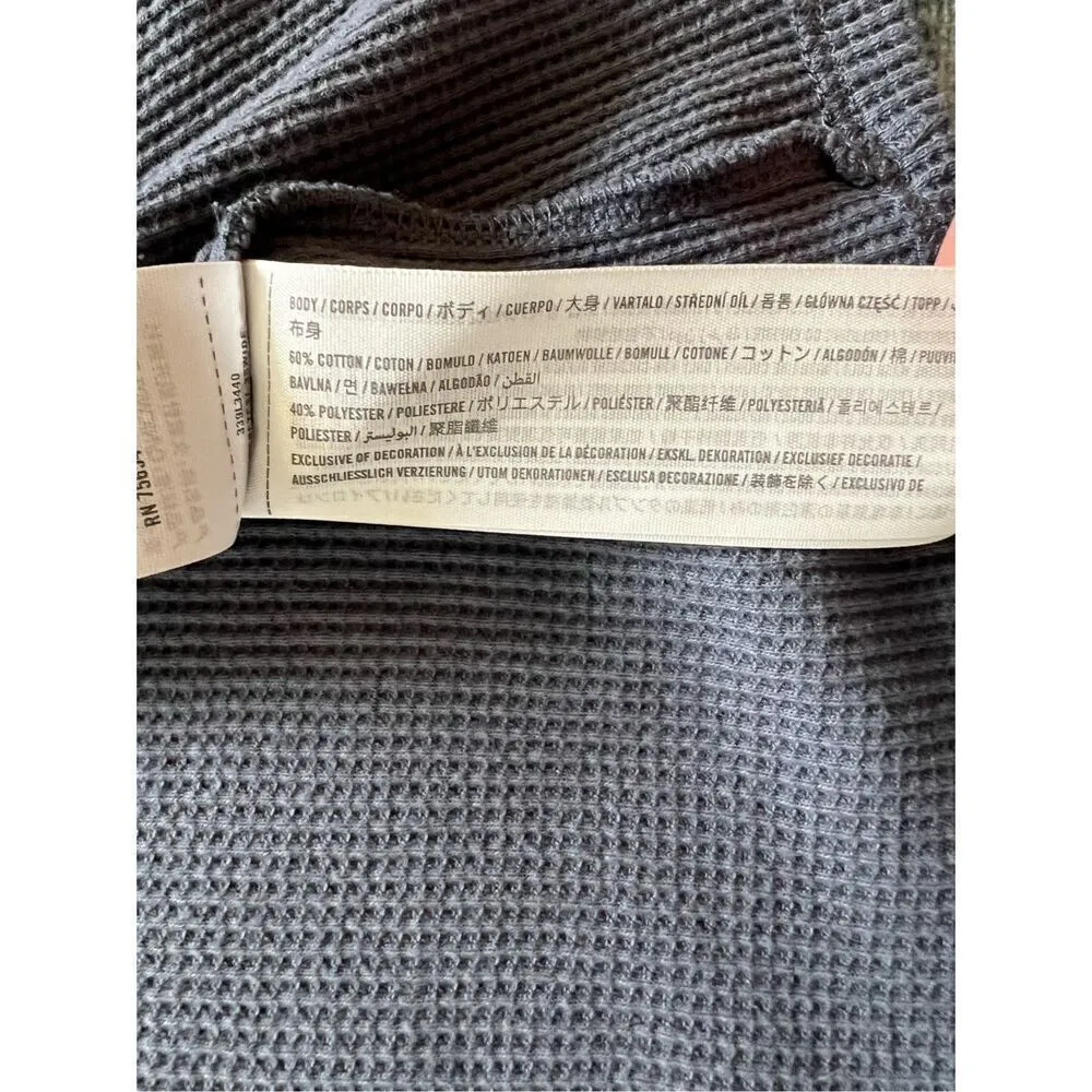 Hollister Slate Blue Gray Waffle Knit Cropped Full Zip Hoodie Women's Medium - Image 4