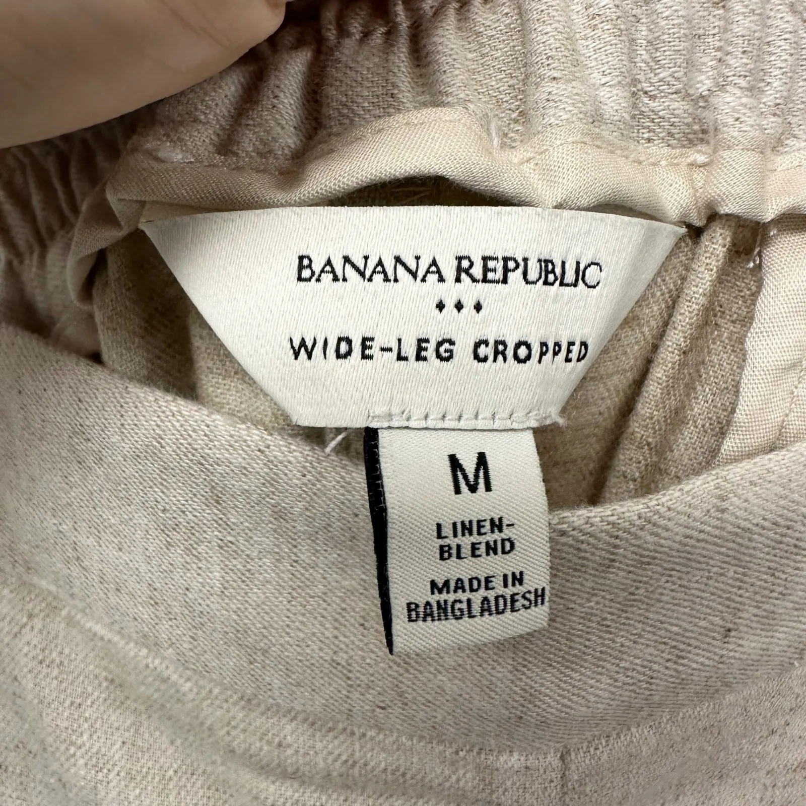 Banana Republic Wide Leg‎ Cropped Linen Cotton Blend Pants Size M - Image 6
