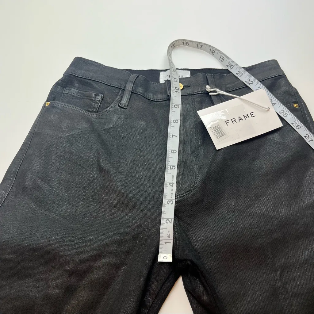 Frame Le Sylvie High Rise Straight Coated Straight Leg Jean‎ Womens Black 29 NEW - Image 13