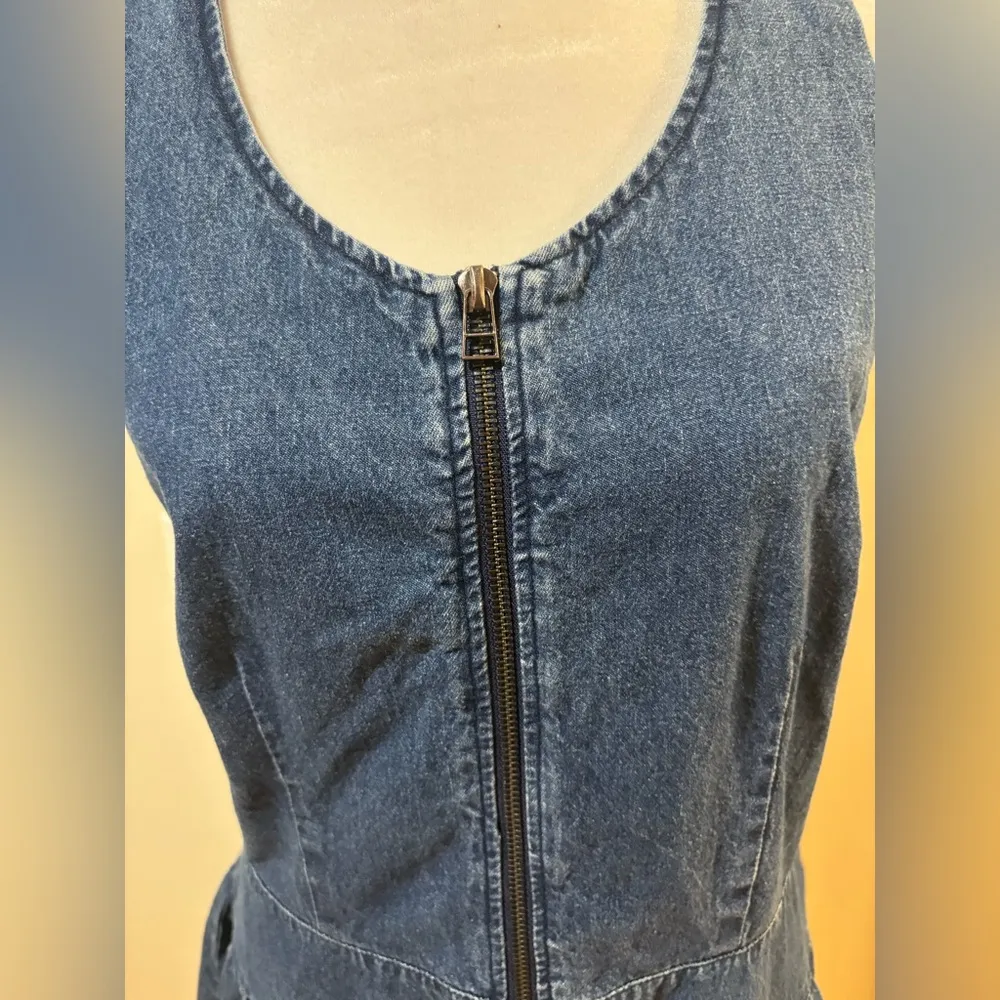 Liren village vintage blue denim midi dress with pockets M Size M - Image 2