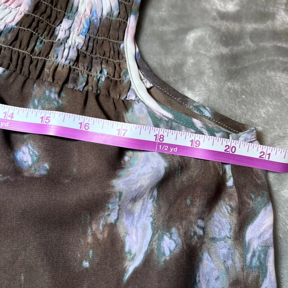 Simply Vera Vera Wang Tie Neck Smocked Sleeveless Tie Dye Blouse Womens Large - Image 11