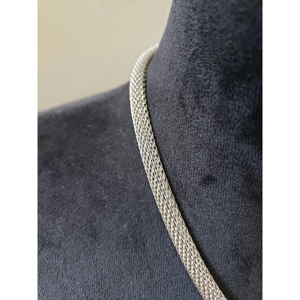 Women's Statement Necklace Silver Mesh Toggle Lock Black Gem Centerpiece Gold - Image 5