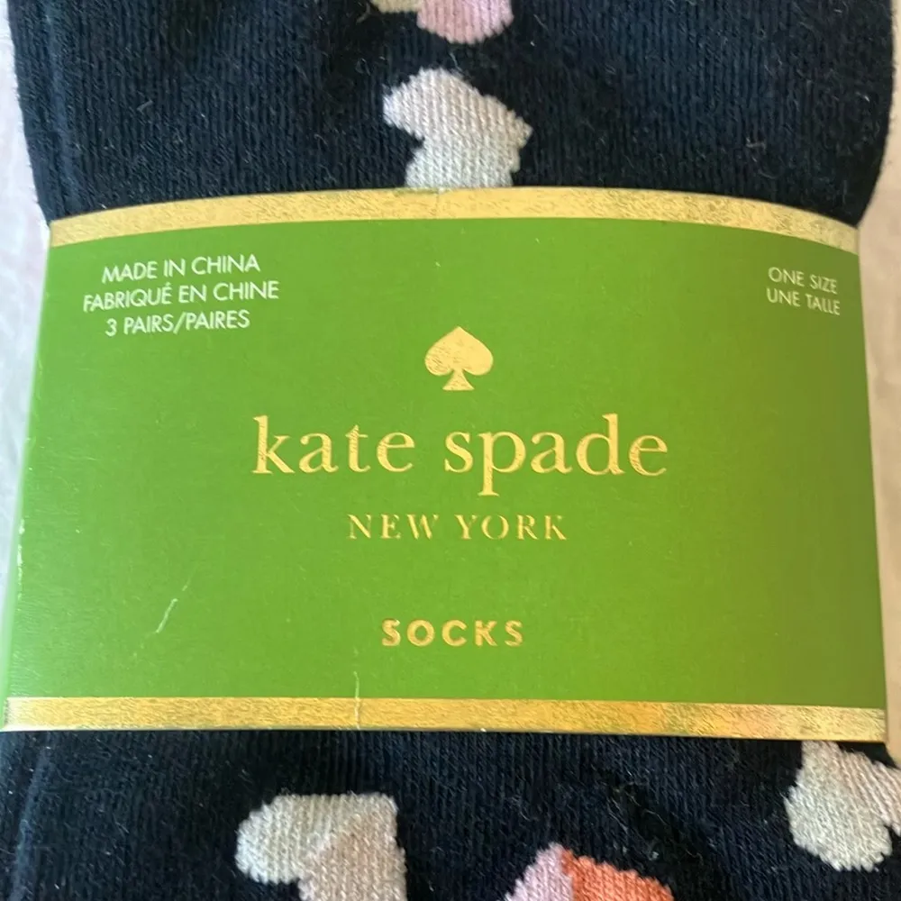 Kate Spade : Black & Pink Heart Patterned Socks - Image 2