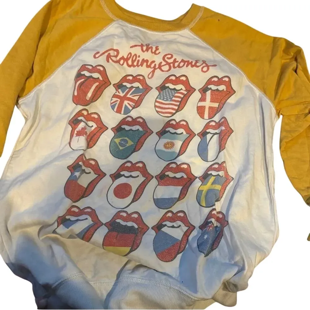 The Rolling Stones Crewneck International Mouth Logo Raglan Lightweight, Size XS - Image 8