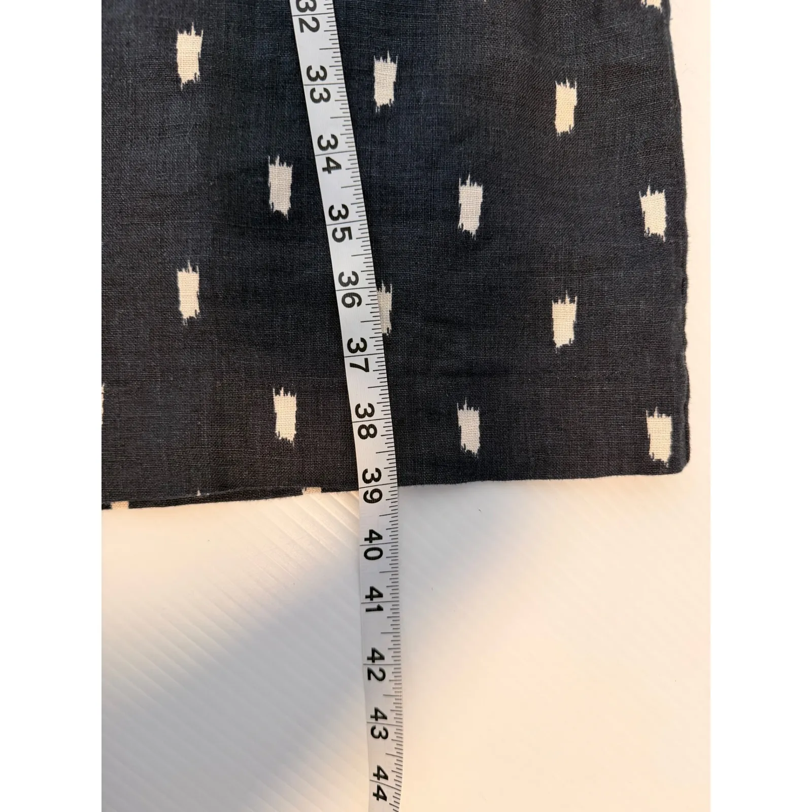 Garnet Hill Navy Blue White Ikat Print Sleeveless Linen Dress Size 10 - Image 8