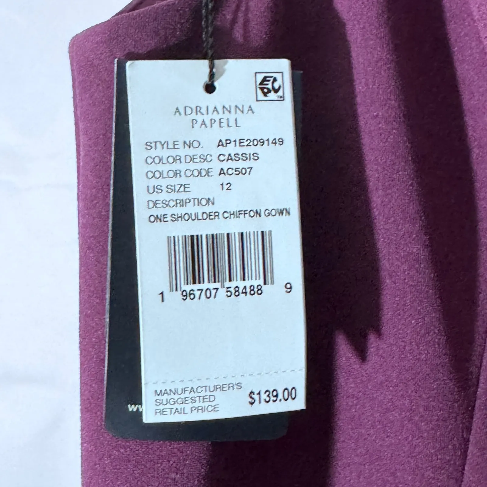 Adrianna Papell One-Shoulder Chiffon Gown, Magenta Cassis Formal Maxi Dress 12 - Image 6