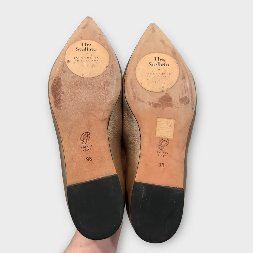 M. Gemi Italian Stellato Gold Leather Loafers Size 7 - Image 7