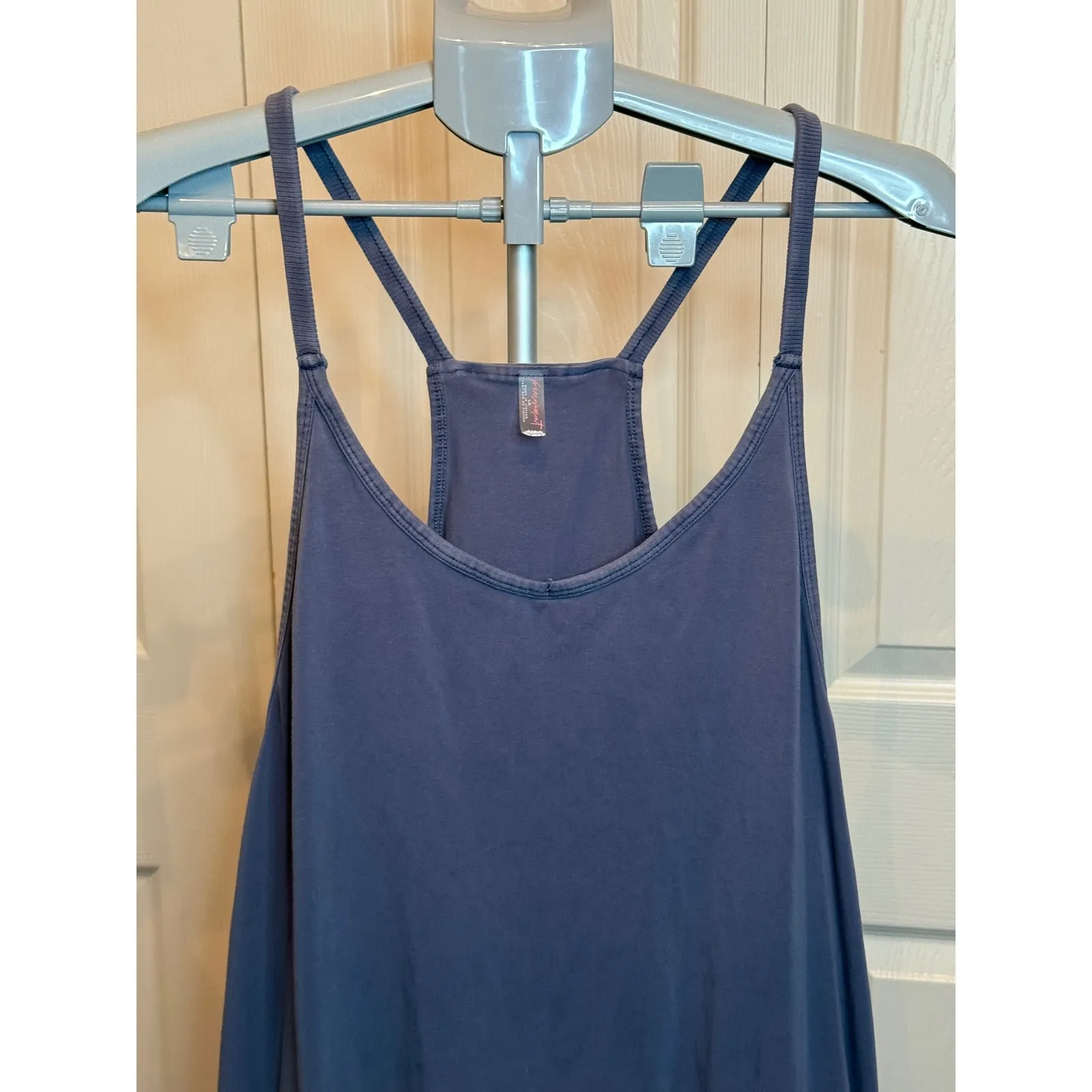 Free Movement Purple Racerback Tank Romper Pockets Zip Detail Women LARGE Blue - Image 5